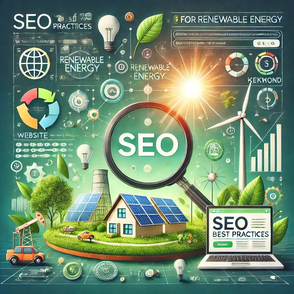 Top Renewable Energy Website Design: Transforming UAE’s Green Energy Firms Online 4 DALL·E 2024 11 22 13.41.09 A creative and informative image for SEO Best Practices for Renewable Energy Websites. The image should showcase a digital workspace with elements r 1
